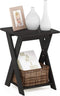 FURINNO Modern Simplistic End Table, 1-Pack Without Tray, Espresso...