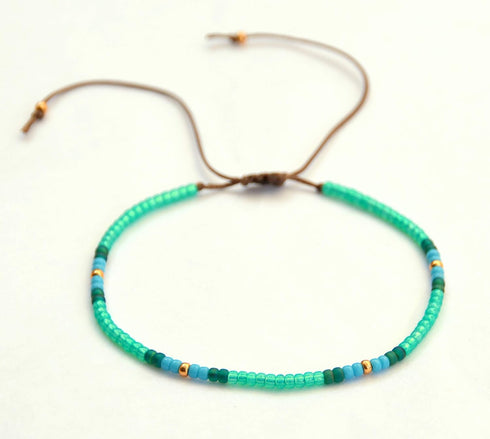 Anklet for Women, Unique Beaded Anklet, Native American Style, Green Turquoise Colorful Boho Hippie Beach Waterproof Anklet, Handmade by Tribes...