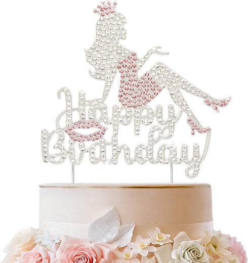LINGTEER Happy Birthday Crown Queen Lady Rhinestone Cake Topper - Cheers to Makeup Spa Birthday Party Cake Centerpieces Decorations Gift Sign - Pi...