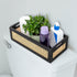 JJSQ Wood Toilet Tank Basket Toilet Paper Storage Basket Organizer, Bathroom Basket Tray with Handles for Vanity Countertop Organizing, Rustic Dec...