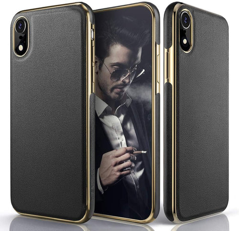 LOHASIC Leather Case for iPhone XR, Luxury Slim Flexible Soft Full Body Grip Bumper Shockproof Protective Cover Cases Compatible with iPhone XR (2...