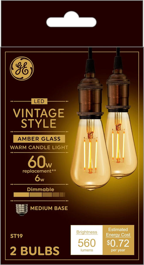 General Electric Vinta Small 40W Amber ST19 (2-Pack)...