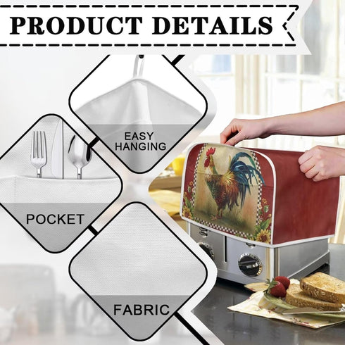 4 Slice Toaster Covers Dust Protection Bread Maker Covers Toaster Oven Cloth Cover Sunflower Kitchen Accessories Washable Appliance Cover for Wome...