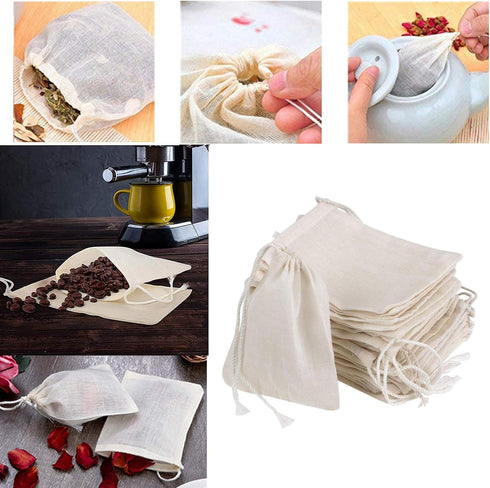 30 Pcs 4 x 6 Inches Natural Unbleached Cotton Drawstring Bags Spice/Herbs/Tea/Soup Bags,Muslin Bags Sachet Bag for Home Supplies...