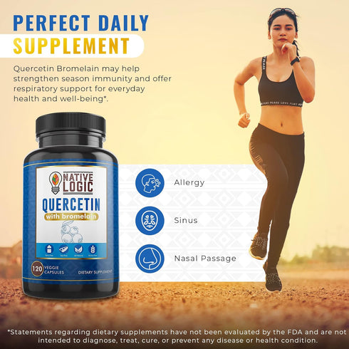 Quercetin with Bromelain Supplements, Immune Support Supplement with Antioxidant Properties, Supports Joint Health and Energy Production, Vegan an...