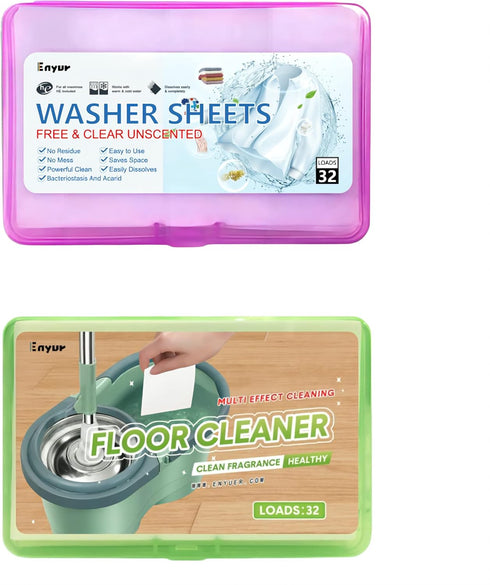 Laundry Detergent Sheets?Unscented?Travel Laundry Soap?32 Loads / 1 Pack? Floor Cleaners 32 Loads/ 1 Pack?Easy To Use...