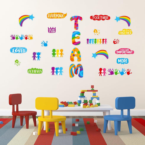 Qilery 36 Pcs Classroom Bulletin Board Decorations Set Teamwork Classroom Decor Welcome Bulletin Board Craft for Kids Kindergarten Preschool Eleme...