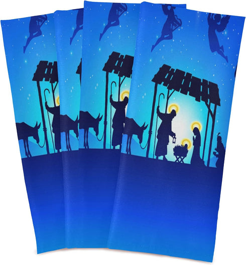 ALAZA Christmas Nativity Scene Decorative Kitchen Dish Towels Set of 4,Soft and Absorbent Kitchen Hand Towels Home Cleaning Towels Dishcloths,18 x...