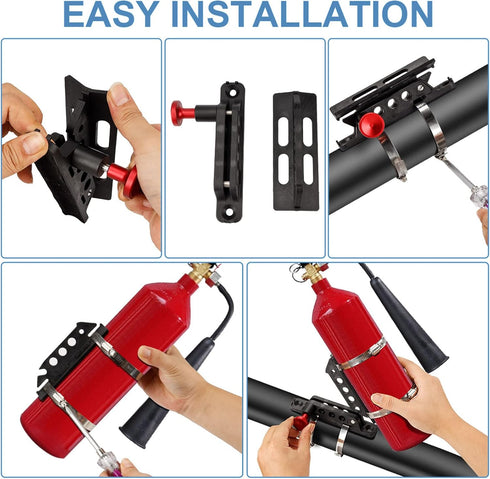 Quick Release Fire Extinguisher Holder Mount Bracket High Density Nylon Roll Bar Mount Bottle Holder Adjustable with 4 Clamps for Wrangler TJ JK J...