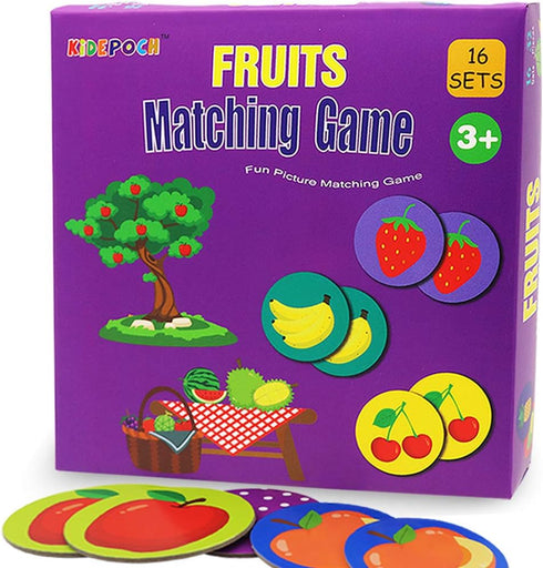 KiDEPOCH Memory Game with 16 Matching Pairs Featuring Fruit Element Non Toxic Preschool Educational Matching Game for Kids Toddlers 3 Year Old and...