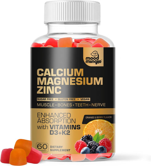 Calcium Magnesium Zinc Supplement Gummies for kids toddler & Adults - Enhanced Absorption with Vitamin D3 & K2 - Sugar Free Gluten Free Cal Mag Zi...