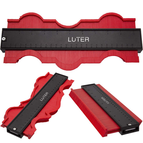 LUTER Plastic Contour Gauge, 10 Inch Profile Gauge Measure Ruler Contour Duplicator for Precise Measurement Tiling Laminate Wood Marking Tool (Red...