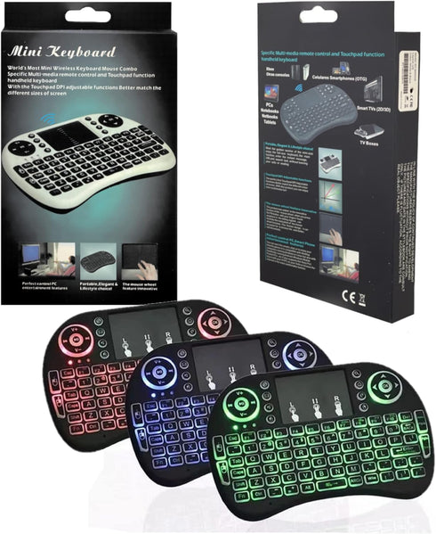 Dreamlink 3 Colour Backlit 2.4GHz Mini Wireless Keyboard and Mouse Wireless Touchpad Rechargeable Combos for PC Pad Android TV Box and More...