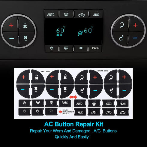 PAGOW 8 Sheets Replacement AC Dash Button Repair Sticker for Chevy SUV Fixing Ruined Faded Control Radio Decal Truck Accessories,2 Styles...