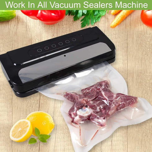 MakMeFre 100 Pint Size 6x10Inch Vacuum Freezer Sealer Bags for Food, BPA Free, Heavy Duty Commercial Grade, Sous Vide Vaccume Safe,Vaccume Seal Pr...