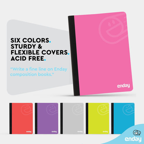 Enday Composition Notebooks College Ruled Paper, Hard Cover Composition Notebook, Premium Lined Composition Books, 100 Sheets Ruled Notebook, Pink...