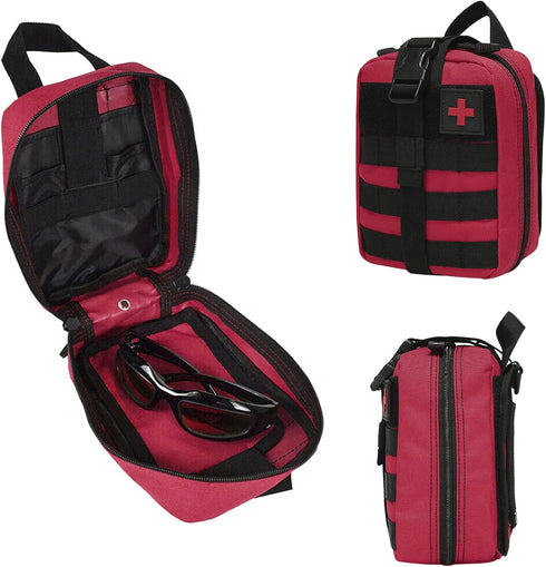 First Aid Kit Survival Backpack Emergency Trauma Kit EMT Medical Pouch Outdoor Tactical Gear Set Organizer Military Grade Rip-Away Molle Pouch Bag...