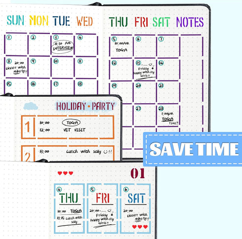 30 PCS Journal Stencils, Planner Stencils for Junk Journal Notebook Diary Scrapbook DIY Drawing Template Journal Stencil 4x7 Inch...