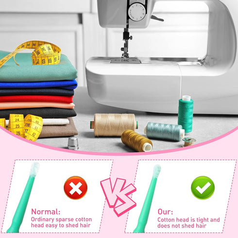 200 Pieces Sewing Machine Cleaning Brushes Disposable Clean Swabs Pointed Tips Cleaning Swabs Sewing Tool Multi Purpose Cleaning Swab Sticks for P...