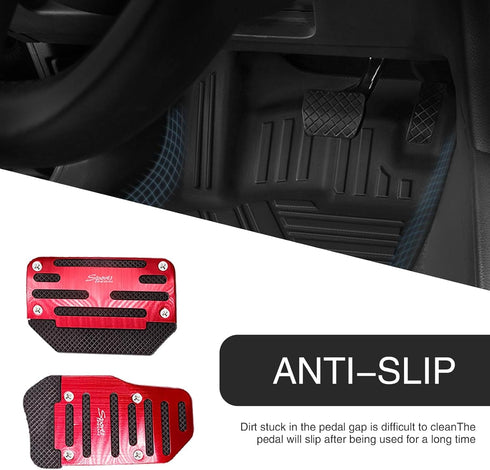 2 PCS Car Accelerator Brake Pedal Kit, Metal Rubber Sports Style Non-Slip Wear-Resistant Pedal Modification Pedal, Car Replacement Parts, for Most...