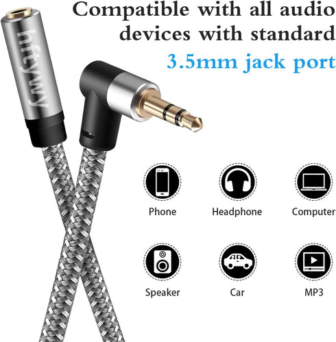 Headphone Extension Cable 25 ft 3.5mm Male to Female Stereo Audio Extension Cable - Double Shielded Braided Long 1/8 TRS aux Cord Extender for Sma...