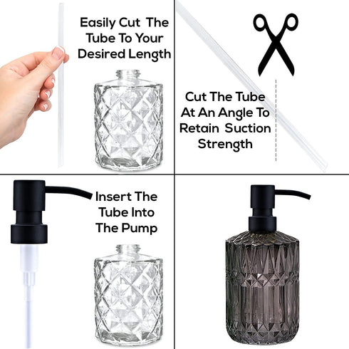 Black Soap Dispenser Pump Replacement - Matte 304 Stainless Steel Hand Soap and Lotion Dispenser Pumps Replacement for Regular Glass Mouth Bottles...