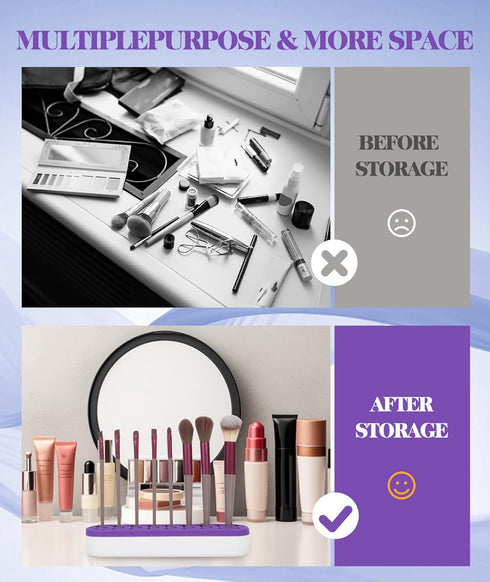 Silicone Makeup Brush Holder, Desktop Cosmetic Storage Box Organizer for Brush, Eyeliners, Cosmetic Tools, Pen, Pencil, Art Supplies, Painting Bru...