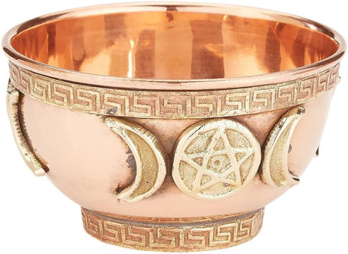 New Age Imports, Inc. bo, Triple Moon Pentacle Copper 3", for Altar, Ritual use, Incense Burner, smudging, Decoration, offering Bowl, 3" Diameter ...