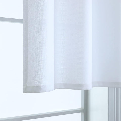 White Kitchen Curtains 36 Inch Length Sets of 2 Panels Half Windows Rod Pocket Cafe Curtains Small Tier Curtains Semi Sheer Short Farmhouse Curtai...