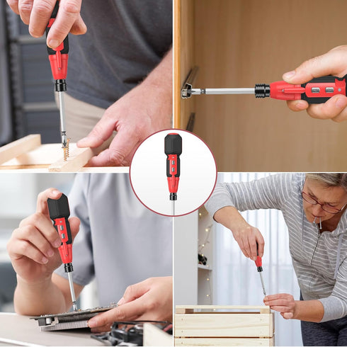 Cordless Electric Screwdriver, Rechargeable Mini Electric Screwdriver Set (Black & Red)...