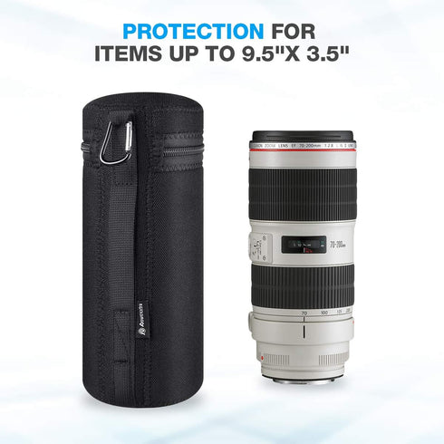 Powerextra 4x Zipper Lens Case Lens Pouch Bag with Thick Protective Neoprene for DSLR Camera Lens Fit for CA Nikon Sony Olympus Panasonic Includes...