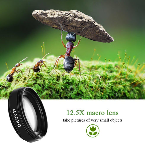 Phone Camera Lens, Professional Attachment Universal Clip on Cell Phone Photography Camera Attachable Mobile Extra 0.45X Wide Angle 12.5X Super Ma...