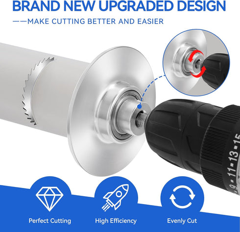 Inside Pipe Cutter for PVC Pipe Cutter Tool-With Scale Adjustable Depth Gauge, 6pcs Saw Tooth Blades with 0.32in Hex Key Shaft for PVC and Plastic...