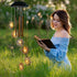 Solar Sun Wind Chimes for Outside Solar Sun Moon Star Wind Chimes Outdoor Hanging Lights Warm LED Outdoor Sun Decor Sun Gifts for Wife Mother Gran...