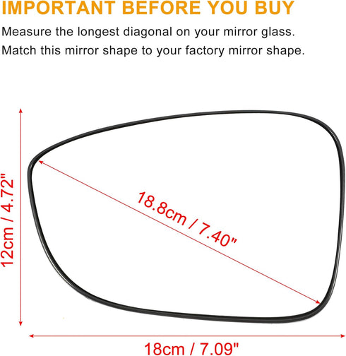 uxcell Car Left Driver Side Heated Mirror Glass Replacement W/Backing Plate for Honda Accord 2018-2021...