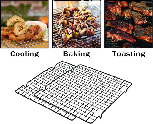 Baking Cooling Rack 2 Sets, Cookie Cooling Racks for Cooking, Baking, Roasting, Grilling, Drying, Oven Safe Wire Rack, 11" * 10" Small Squares Gri...