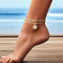 Gold Anklets Bracelets for Women Waterproof 14K Retro Coin Initial Bracelets Layered Birthflower Ankle Adjustable Handmade Cuban Chain Anklet Brac...