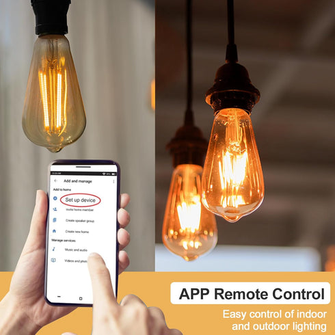 Smart LED Filament Bulb, Smart Light Bulbs Bluetooth and WiFi Vintage Filament Light Bulb Work with Alexa & Google Home, ST19 Smart Edison Bulb 21...