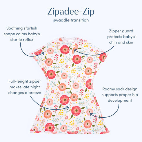 SleepingBaby Zipadee-Zip Transition Swaddle - Cozy Baby Swaddle Blanket with Zipper Convenience - Roomy Wearable Blanket for Easy Diaper Changes -...