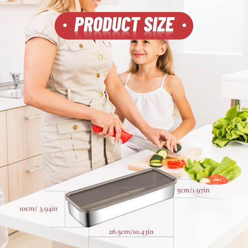 2 Pack Bacon Keeper Container, Cheese Container for Fridge,Lunch Meat Container for Refrigerator, Stainless Steel Deli Containers,Fridge Organizer...