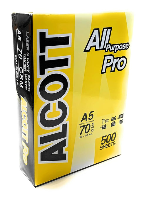 Alcott A5 Printer Copy Paper - (8.3"x 5.83") - 500 Sheets (70 GSM - 18lb)...