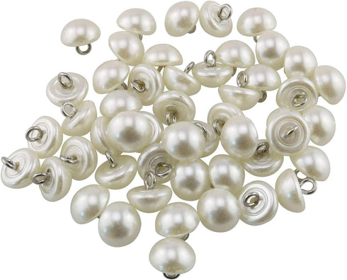 Tegg Half Domed Button 50PCS 10mm Cream-Coloured Half Ball Pearl Buttons with Metal Shank for Clothes, Craft, Sewing...