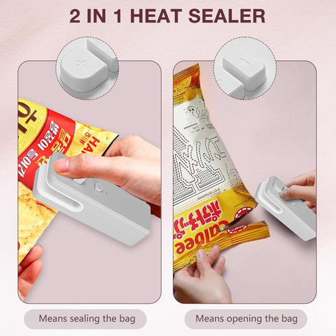 Mini Bag Sealer, 2024 Upgrade USB rechargeable Bag Sealer 2 in 1 Bag Sealer and Cutter Magnetic USB Rechargeable Mini Sealing Machine Heat Seal To...