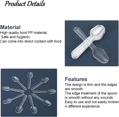 500Pcs Disposable Clear Mini Plastic Spoons Small Tasting Spoons Tiny Dessert Spoons Ice Cream Spoons Plastic Serving Utensils Crafts, Tasting, Sa...