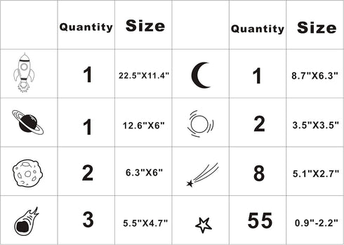 Space Wall Decal for Nursery, Outer Space Decor, Rocket Ship, Boy Room Decor, Planets for Baby Boys Nursery A37 (White)...