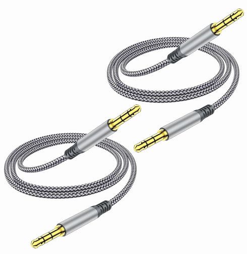 3.5mm Aux Cable (3.3ft/1m, Pack of 2) - Male to Male Audio Auxiliary Cord for Headphones, Car, Home Stereos, Speaker, iPhone, iPad, iPod, Echo - G...