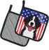 Caroline's Treasures BB2167PTHD American Flag and Bernese Mountain Dog Pair of Pot Holders Kitchen Heat Resistant Pot Holders Sets Oven Hot Pads f...