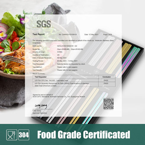 GLAMFIELDS Metal Chopsticks Reusable Chopsticks Dishwasher Safe Multipack Stainless Steel Japanese Style 5 Pairs Lightweight Chop Sticks Gift Set...