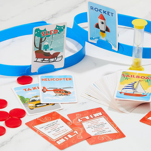 Sumind Headband Game Fun Guessing Game Quick Question Game Set Includes Headbands, Picture Cards, Scoring Coins, Sand Clock (Transportation Style)...