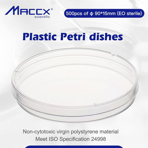 Sterile Plastic Petri Dishes with Lid, 10 PCS of Dia.90mm*15mm Clear Petri Plate Bulk, with 3 Vents for Classroom, Laboratory,Science Party, PPD90...